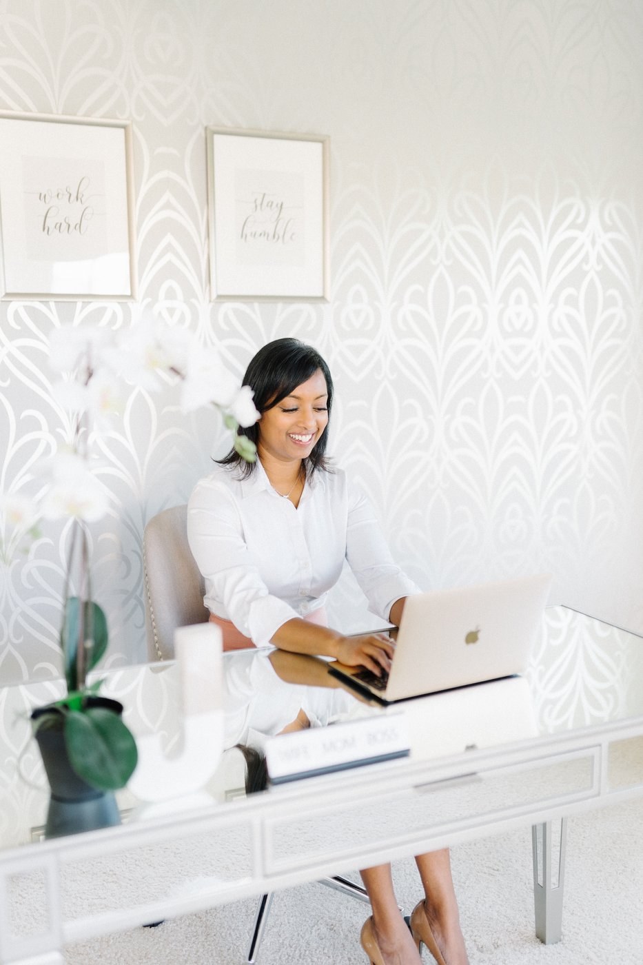 Dr. Jasmol at her desk